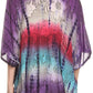 Sakkas Ellesa Ombre Tie Dye Circle Poncho Blouse Shirt Top With Sequin Embroidery