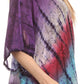 Sakkas Ellesa Ombre Tie Dye Circle Poncho Blouse Shirt Top With Sequin Embroidery