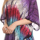 Sakkas Ellesa Ombre Tie Dye Circle Poncho Blouse Shirt Top With Sequin Embroidery