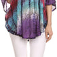 Sakkas Ellesa Ombre Tie Dye Circle Poncho Blouse Shirt Top With Sequin Embroidery