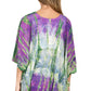 Sakkas Ellesa Ombre Tie Dye Circle Poncho Blouse Shirt Top With Sequin Embroidery