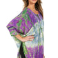 Sakkas Ellesa Ombre Tie Dye Circle Poncho Blouse Shirt Top With Sequin Embroidery