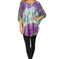 Sakkas Ellesa Ombre Tie Dye Circle Poncho Blouse Shirt Top With Sequin Embroidery