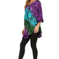 Sakkas Ellesa Ombre Tie Dye Circle Poncho Blouse Shirt Top With Sequin Embroidery
