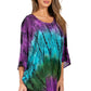 Sakkas Ellesa Ombre Tie Dye Circle Poncho Blouse Shirt Top With Sequin Embroidery