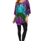 Sakkas Ellesa Ombre Tie Dye Circle Poncho Blouse Shirt Top With Sequin Embroidery