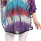 Sakkas Ellesa Ombre Tie Dye Circle Poncho Blouse Shirt Top With Sequin Embroidery