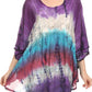 Sakkas Ellesa Ombre Tie Dye Circle Poncho Blouse Shirt Top With Sequin Embroidery