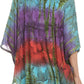 Sakkas Ellesa Ombre Tie Dye Circle Poncho Blouse Shirt Top With Sequin Embroidery