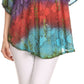 Sakkas Ellesa Ombre Tie Dye Circle Poncho Blouse Shirt Top With Sequin Embroidery
