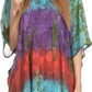Sakkas Ellesa Ombre Tie Dye Circle Poncho Blouse Shirt Top With Sequin Embroidery