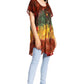 Sakkas Dina Relaxed Fit Sequin Tie Dye Embroidery Cap Sleeves Blouse / Top