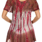 Sakkas Dina Relaxed Fit Sequin Tie Dye Embroidery Cap Sleeves Blouse / Top