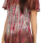 Sakkas Dina Relaxed Fit Sequin Tie Dye Embroidery Cap Sleeves Blouse / Top
