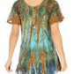 Sakkas Dina Relaxed Fit Sequin Tie Dye Embroidery Cap Sleeves Blouse / Top