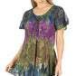 Sakkas Dina Relaxed Fit Sequin Tie Dye Embroidery Cap Sleeves Blouse / Top