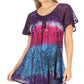 Sakkas Dina Relaxed Fit Sequin Tie Dye Embroidery Cap Sleeves Blouse / Top