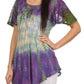 Sakkas Dina Relaxed Fit Sequin Tie Dye Embroidery Cap Sleeves Blouse / Top