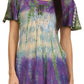 Sakkas Dina Relaxed Fit Sequin Tie Dye Embroidery Cap Sleeves Blouse / Top
