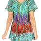 Sakkas Dina Relaxed Fit Sequin Tie Dye Embroidery Cap Sleeves Blouse / Top