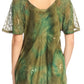 Sakkas Juniper Short Sleeve Lace Up Tie Dye Blouse with Sequins and Embroidery