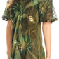Sakkas Juniper Short Sleeve Lace Up Tie Dye Blouse with Sequins and Embroidery