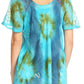 Sakkas Juniper Short Sleeve Lace Up Tie Dye Blouse with Sequins and Embroidery