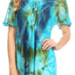Sakkas Juniper Short Sleeve Lace Up Tie Dye Blouse with Sequins and Embroidery