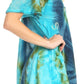 Sakkas Juniper Short Sleeve Lace Up Tie Dye Blouse with Sequins and Embroidery
