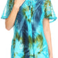 Sakkas Juniper Short Sleeve Lace Up Tie Dye Blouse with Sequins and Embroidery