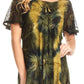 Sakkas Juniper Short Sleeve Lace Up Tie Dye Blouse with Sequins and Embroidery