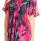 Sakkas Juniper Short Sleeve Lace Up Tie Dye Blouse with Sequins and Embroidery
