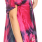 Sakkas Juniper Short Sleeve Lace Up Tie Dye Blouse with Sequins and Embroidery