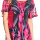 Sakkas Juniper Short Sleeve Lace Up Tie Dye Blouse with Sequins and Embroidery