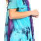 Sakkas Juniper Short Sleeve Lace Up Tie Dye Blouse with Sequins and Embroidery