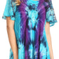 Sakkas Juniper Short Sleeve Lace Up Tie Dye Blouse with Sequins and Embroidery