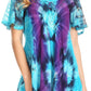 Sakkas Juniper Short Sleeve Lace Up Tie Dye Blouse with Sequins and Embroidery