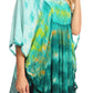 Sakkas Lepha Long Wide Multi Colored Tie Dye Sequin Embroidered Poncho Top Blouse