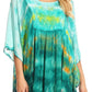 Sakkas Lepha Long Wide Multi Colored Tie Dye Sequin Embroidered Poncho Top Blouse