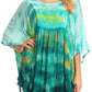 Sakkas Lepha Long Wide Multi Colored Tie Dye Sequin Embroidered Poncho Top Blouse
