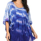 Sakkas Lepha Long Wide Multi Colored Tie Dye Sequin Embroidered Poncho Top Blouse