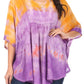 Sakkas Lepha Long Wide Multi Colored Tie Dye Sequin Embroidered Poncho Top Blouse