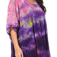 Sakkas Lepha Long Wide Multi Colored Tie Dye Sequin Embroidered Poncho Top Blouse