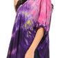 Sakkas Lepha Long Wide Multi Colored Tie Dye Sequin Embroidered Poncho Top Blouse