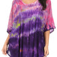 Sakkas Lepha Long Wide Multi Colored Tie Dye Sequin Embroidered Poncho Top Blouse