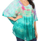 Sakkas Lepha Long Wide Multi Colored Tie Dye Sequin Embroidered Poncho Top Blouse