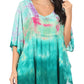 Sakkas Lepha Long Wide Multi Colored Tie Dye Sequin Embroidered Poncho Top Blouse