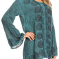 Sakkas Jayla Long Bell Sleeve Stonewashed Embroidered Top with Floral Print