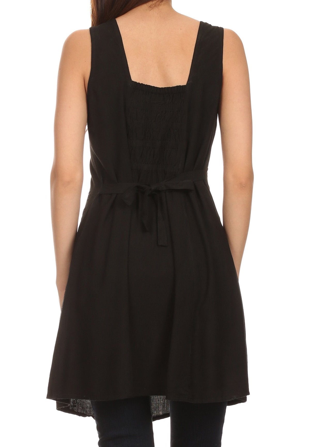 Sakkas Kalee Blusa túnica sin mangas con bordado ajustable / Vestido corto