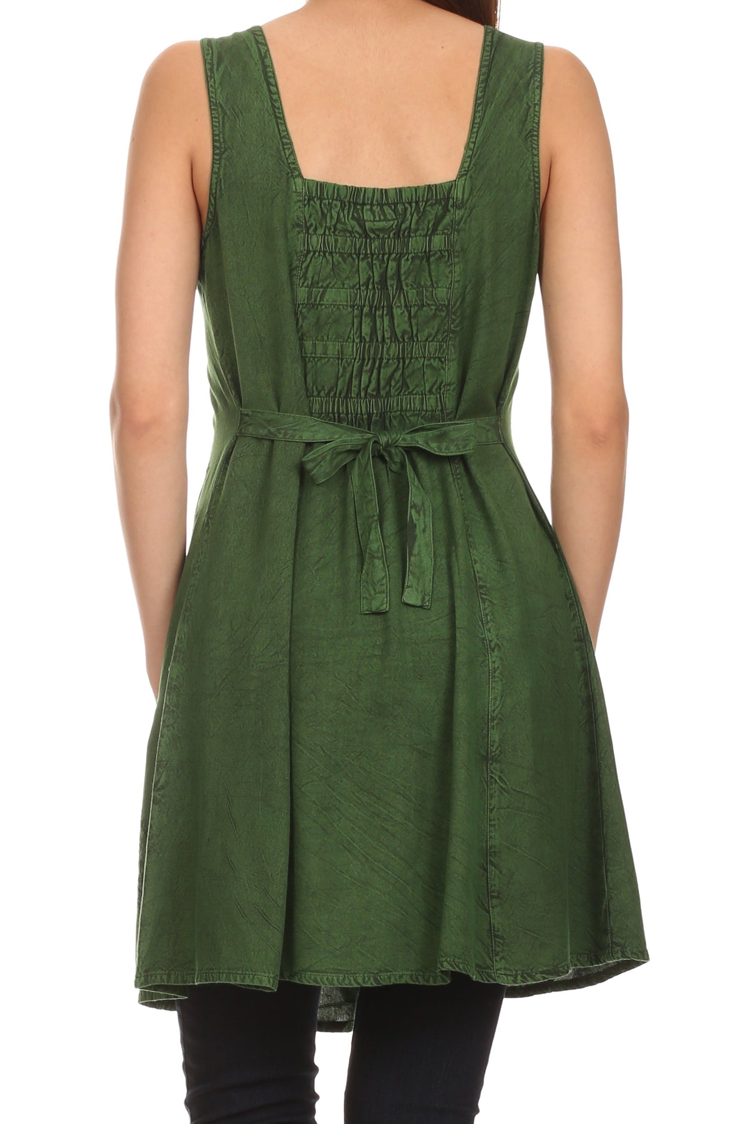 Sakkas Kalee Blusa túnica sin mangas con bordado ajustable / Vestido corto